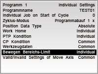 Allgemeine Einstellungen für alle Programme auf dem Programmiertafel