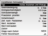 Parameter für die Schraubfestigkeit der Programmiertafel